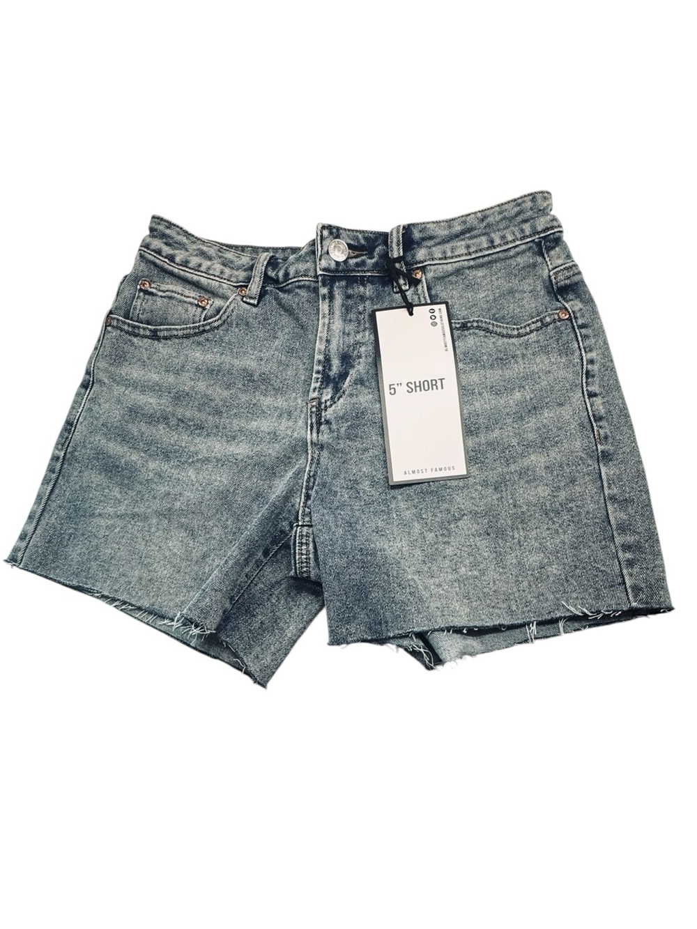NWT Almost Famous High-Rise Acid Wash Denim Shorts - 5" - Picture 2 of 8